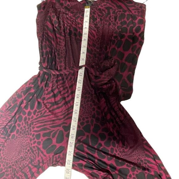 Michael Michael Kors Jumpsuit Red Black Leopard Wide Leg Chain Straps Large - Picture 7 of 15